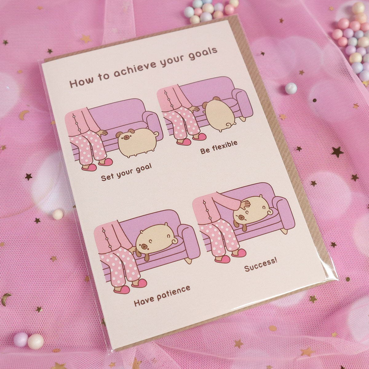 Kort med kuvert - Pusheen, Achieve your goals