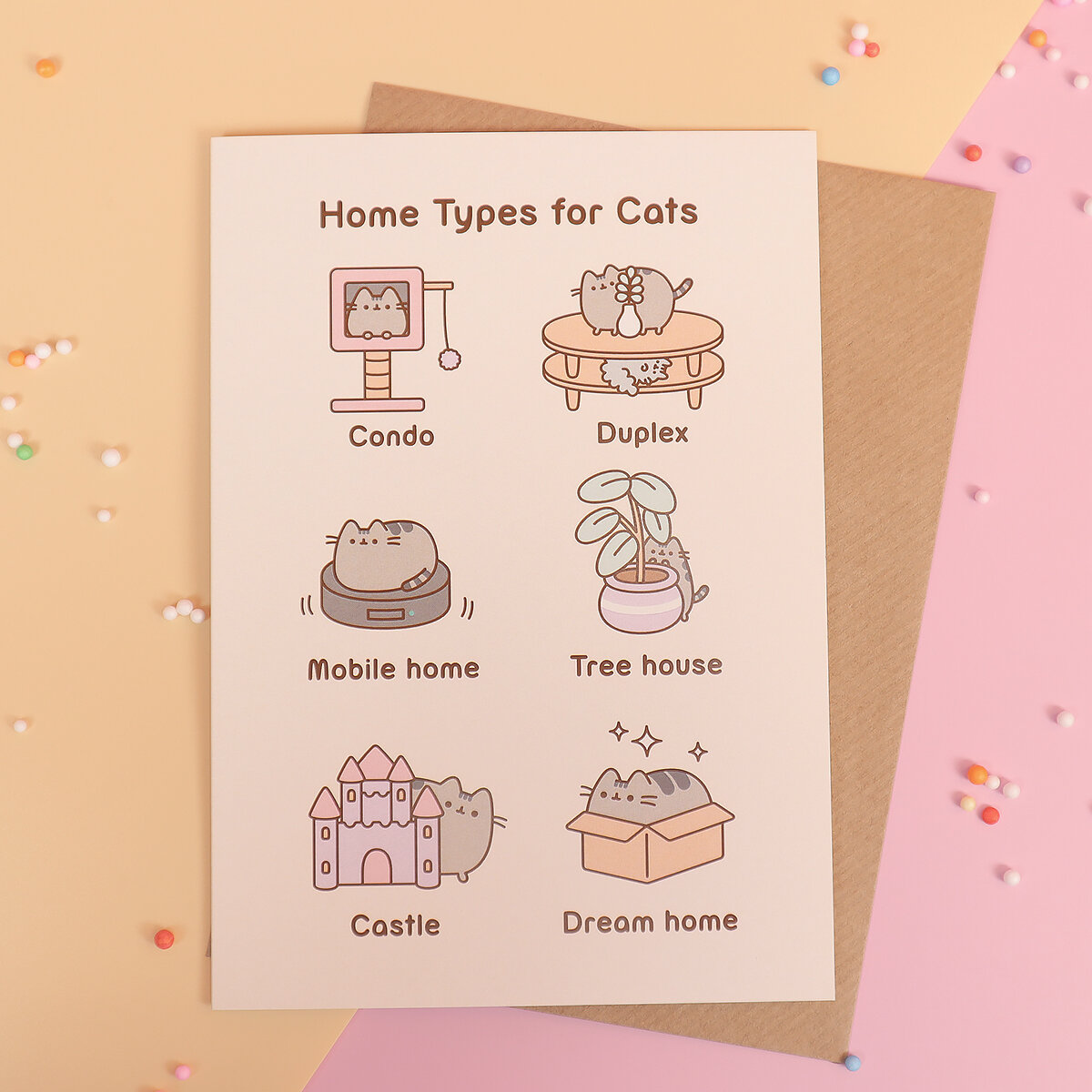 Kort med kuvert - Pusheen, types for cats