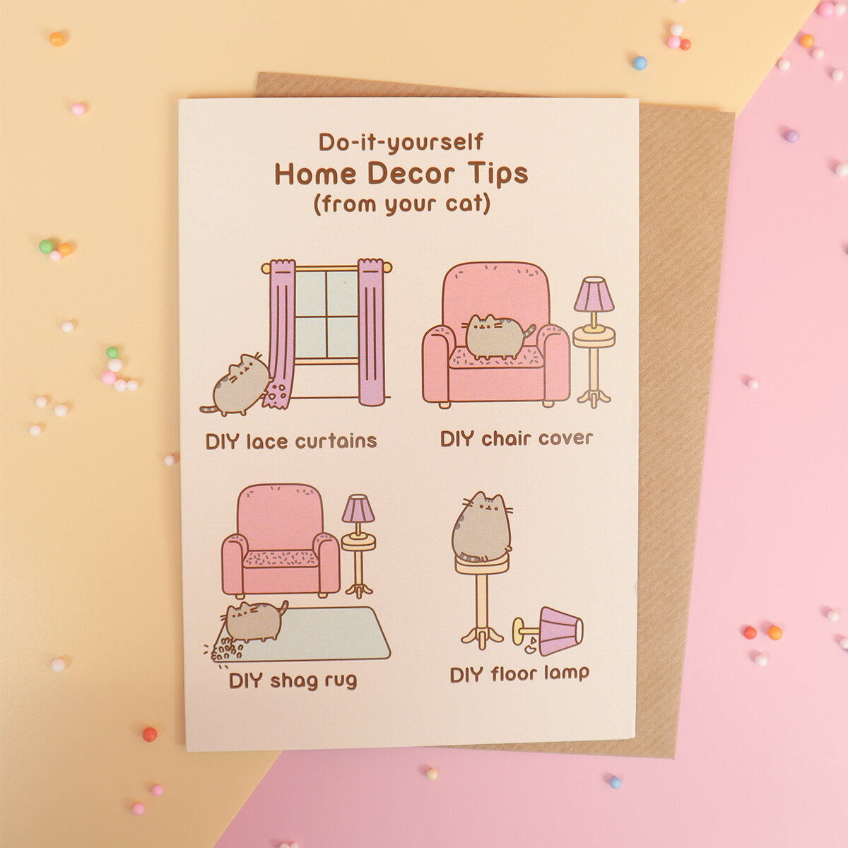 Kort med kuvert - Pusheen, home decor tips