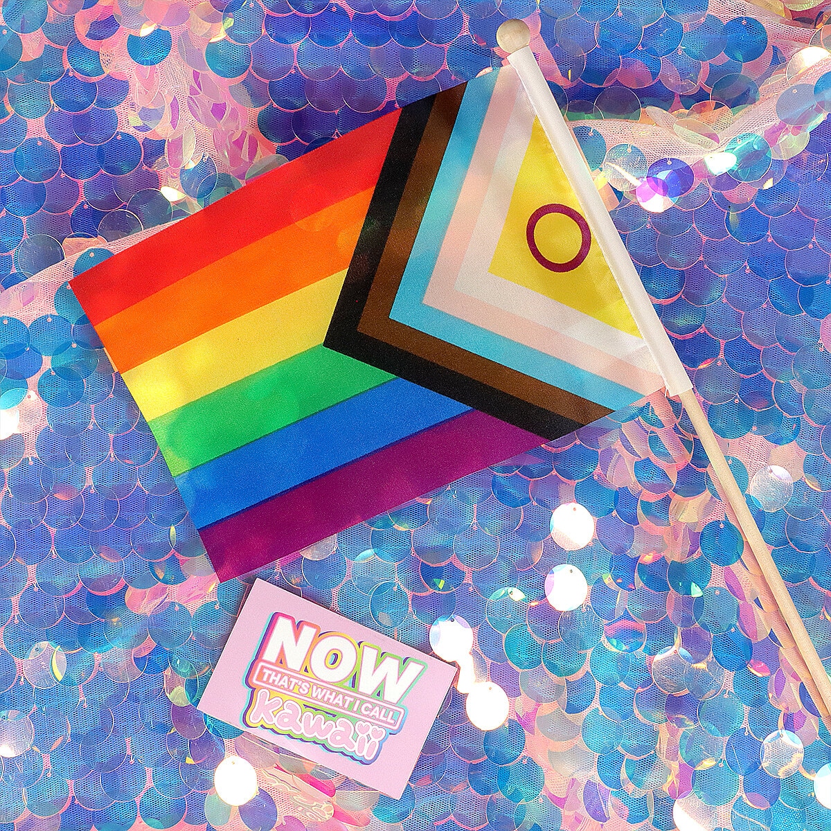 Liten inter progress pride-flagga