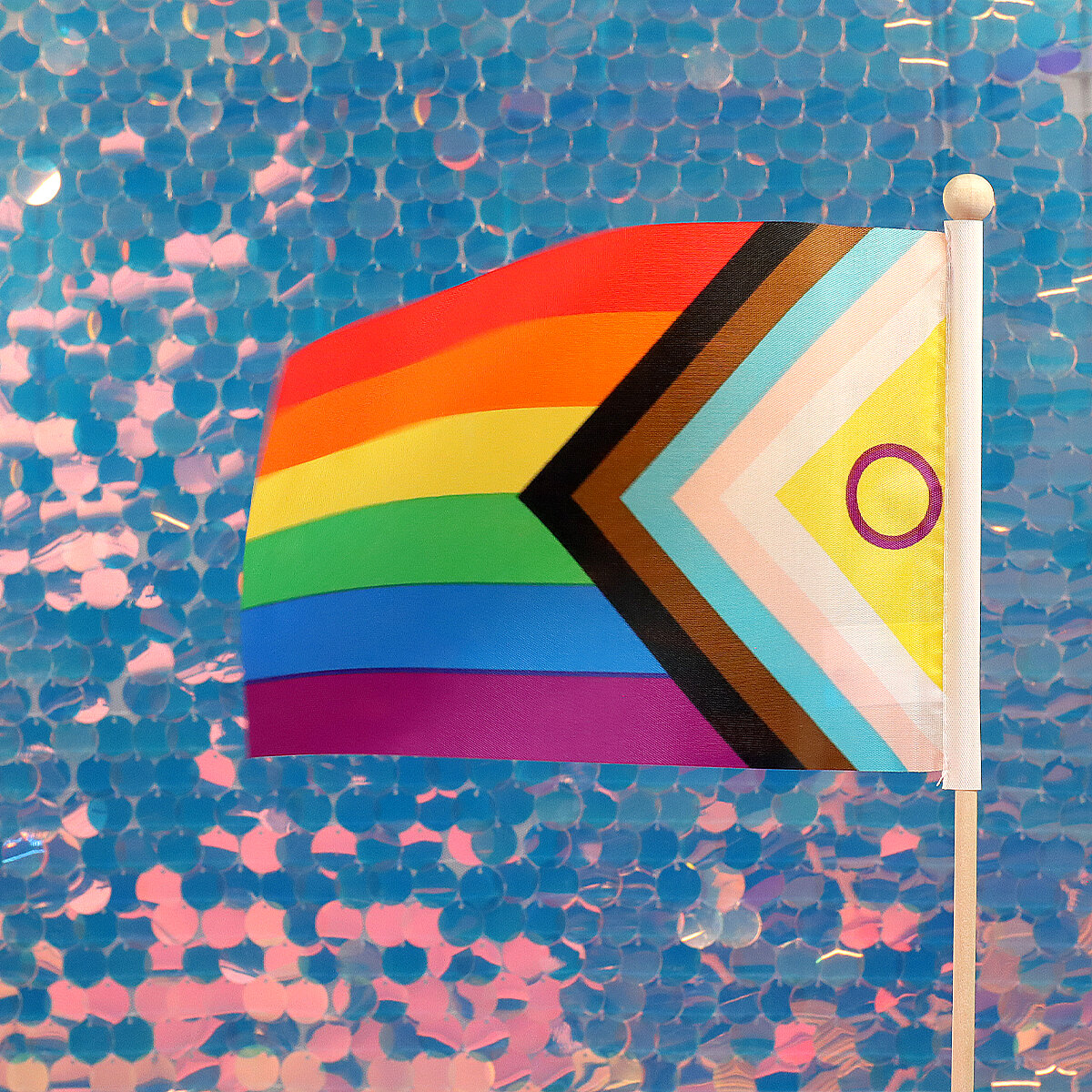 Liten inter progress pride-flagga