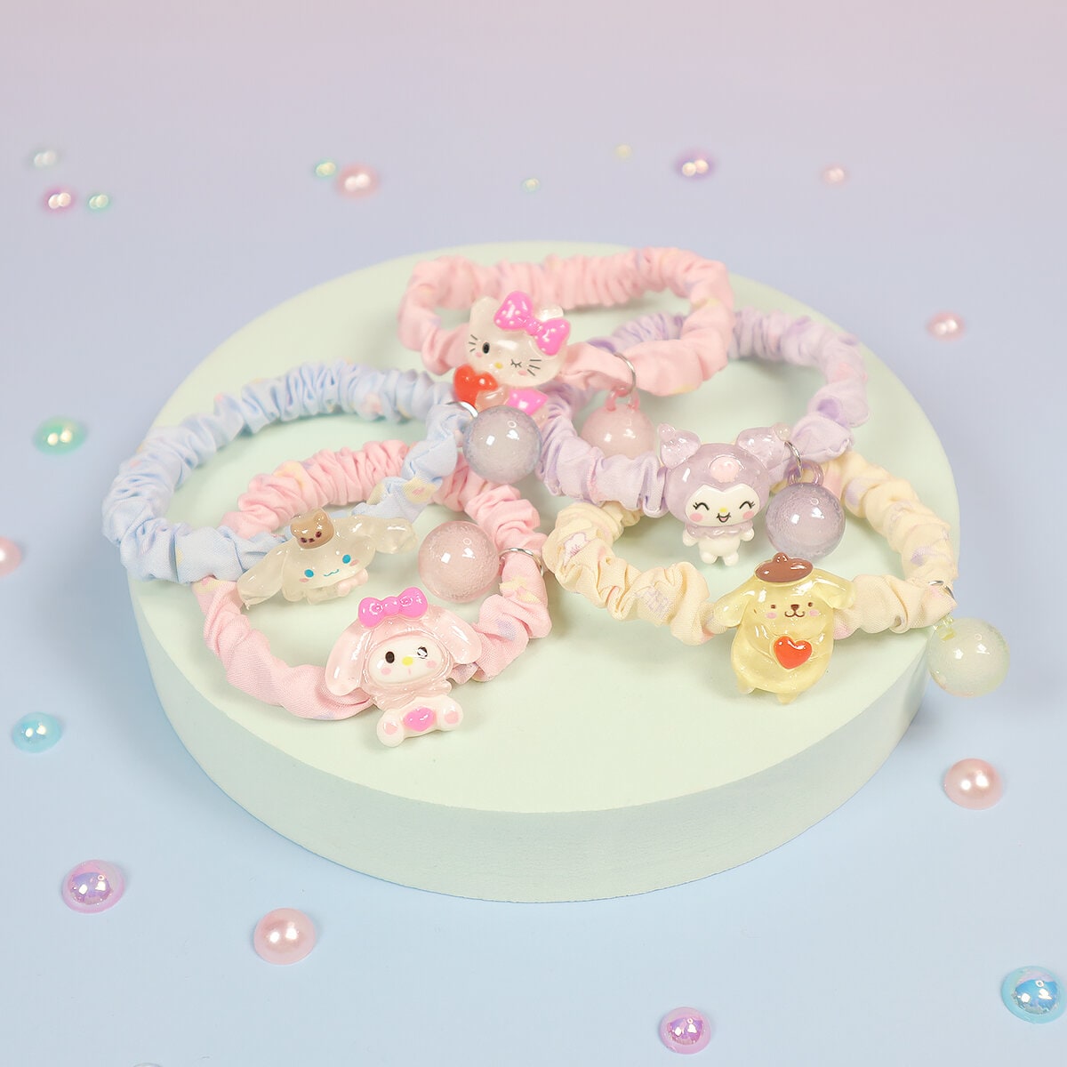 Sanrio-scrunchie med pärla, jelly