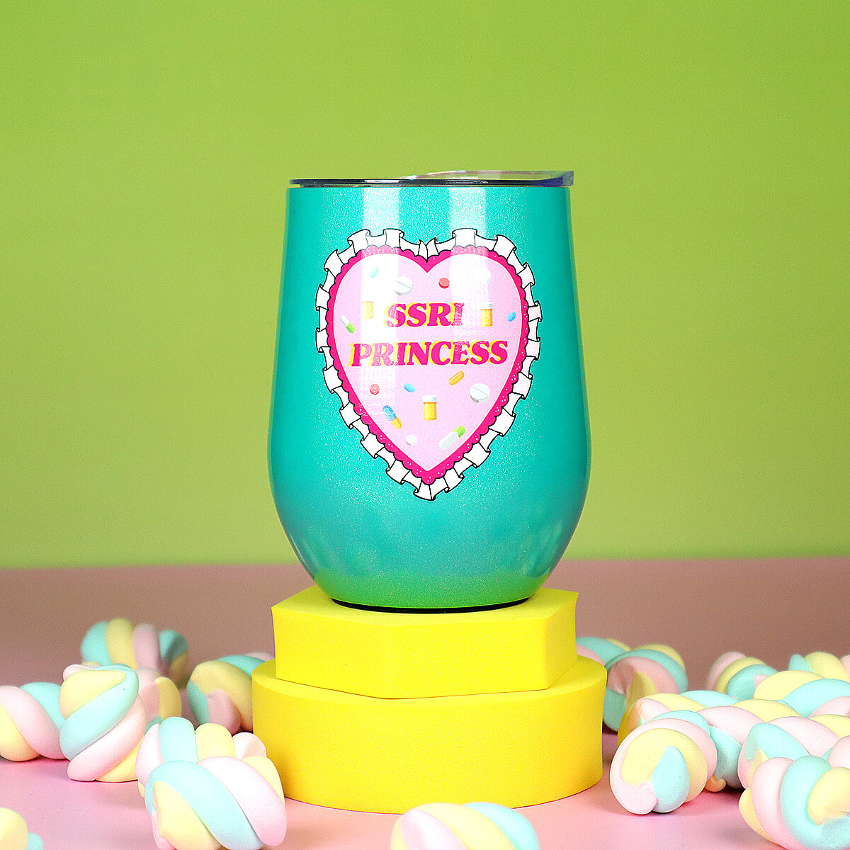 Turkos glittrig ståltumbler - SSRI Princess