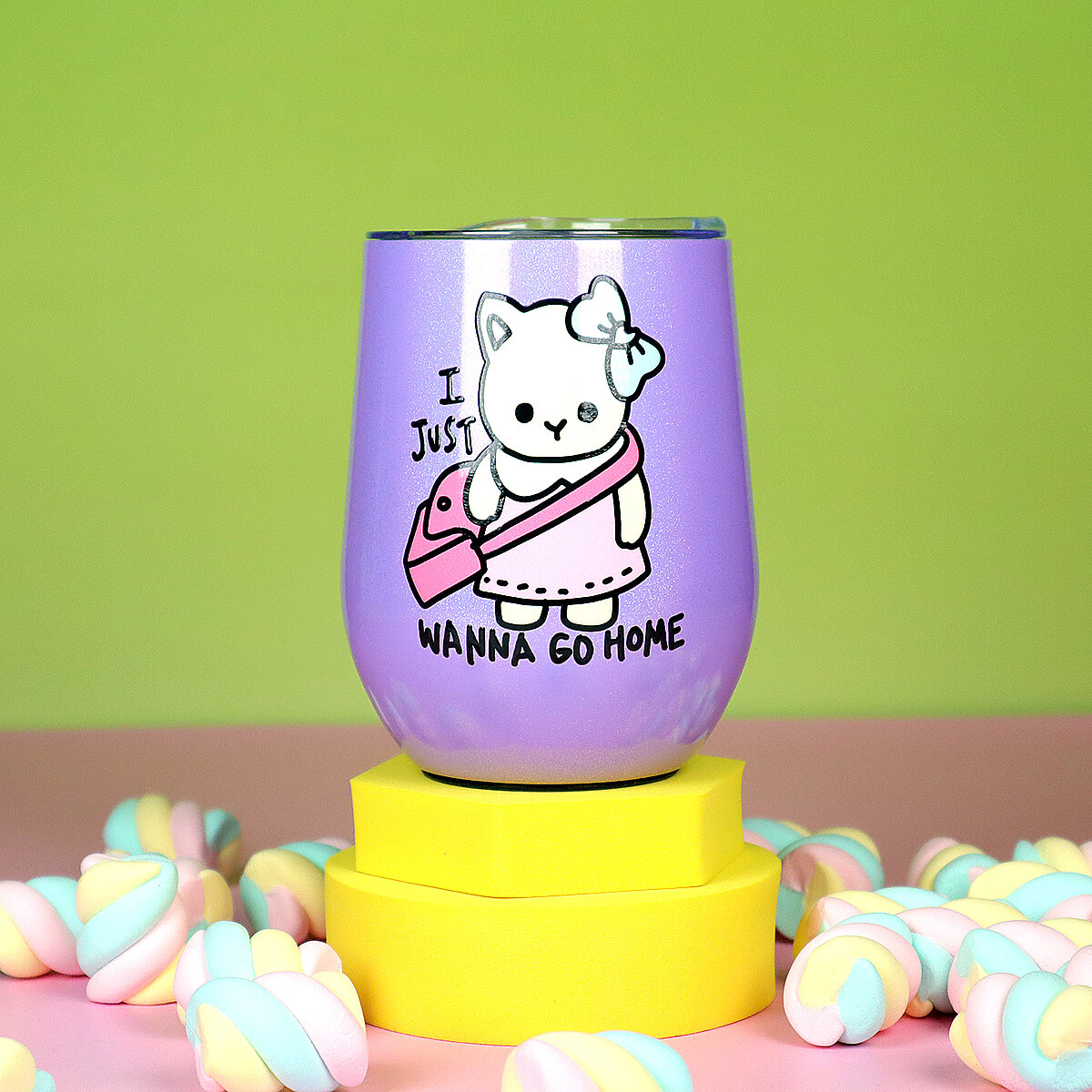 Lila glittrig ståltumbler - I Just Wanna Go Home