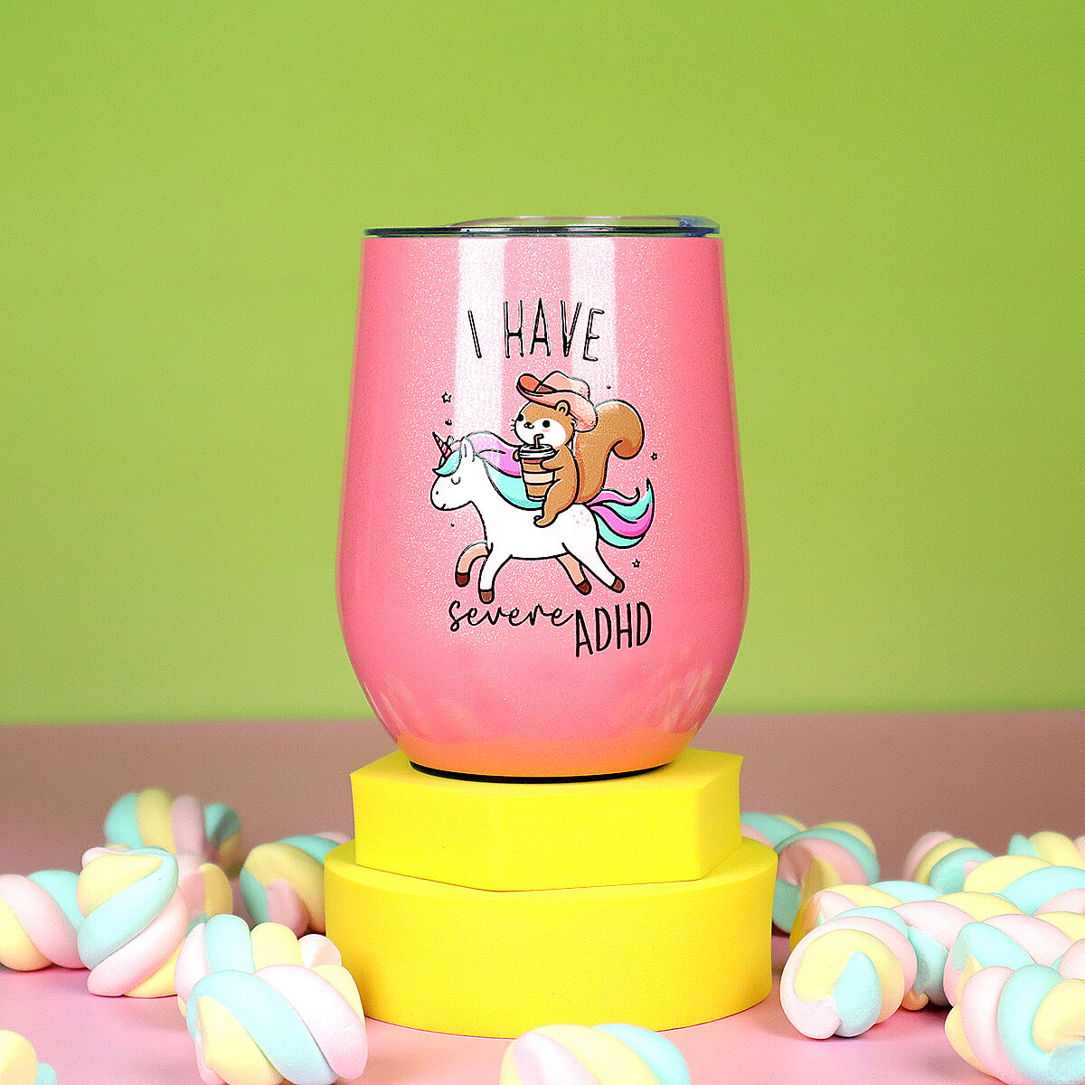 Rosa glittrig ståltumbler - I Have Severe ADHD
