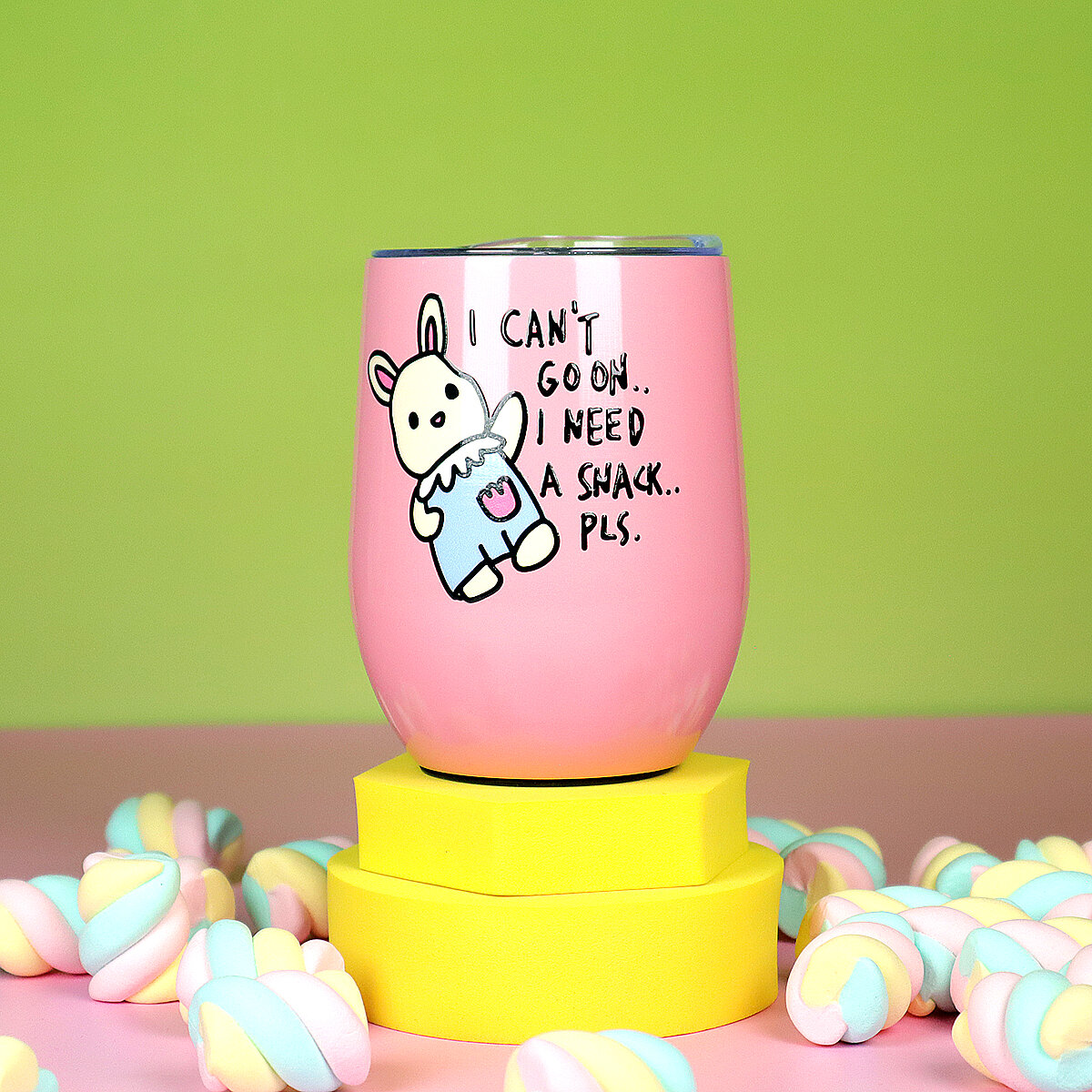 Rosa ståltumbler - I Need A Snack PLS