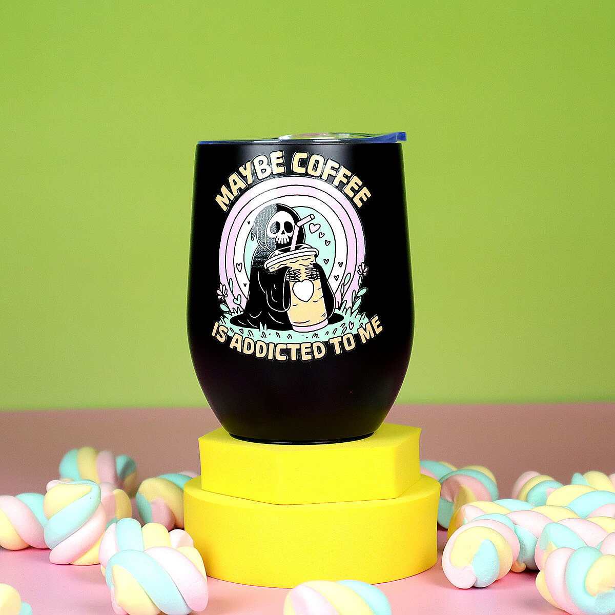 Svart ståltumbler - Coffee is Addicted to Me