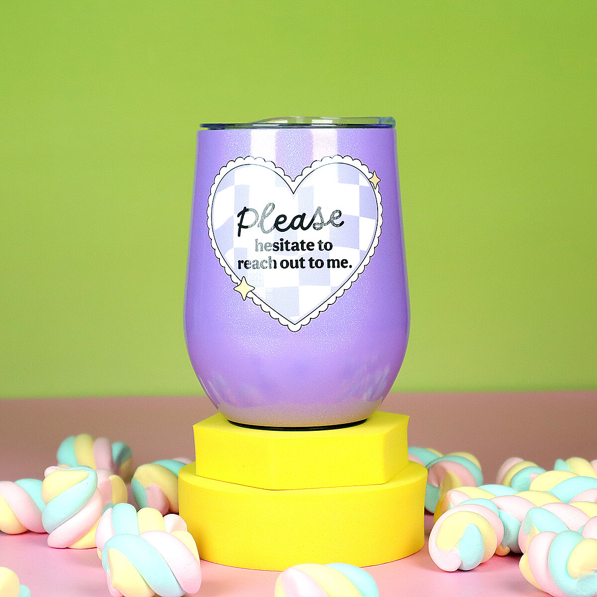 Lila glittrig ståltumbler - Please Hesitate