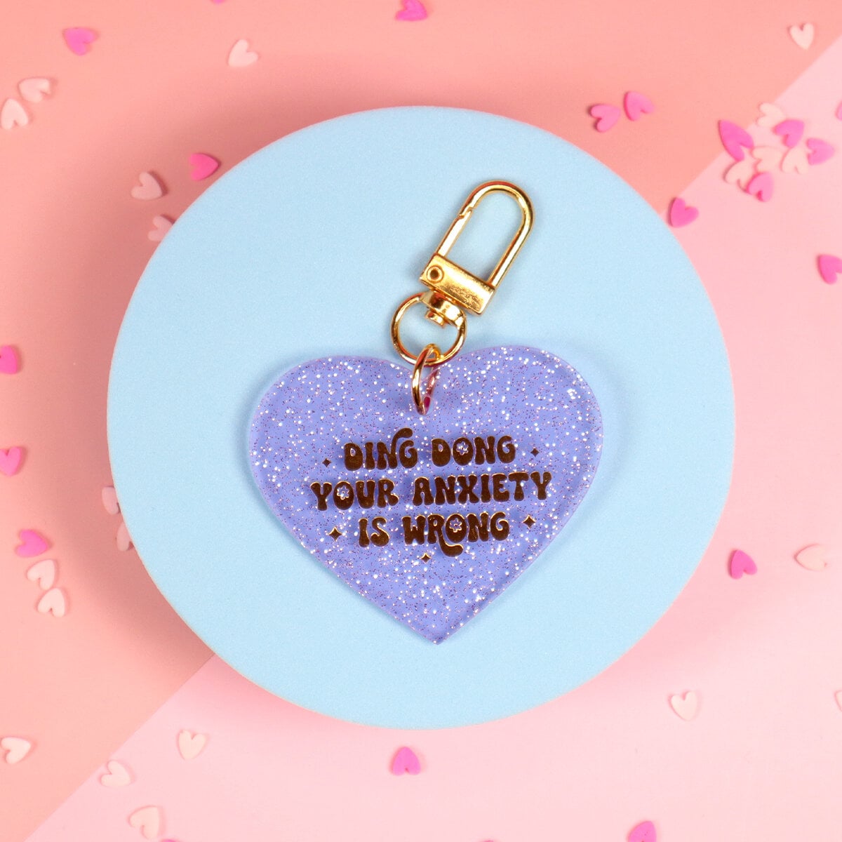 Heart key ring - Ding dong your anxiety is wrong