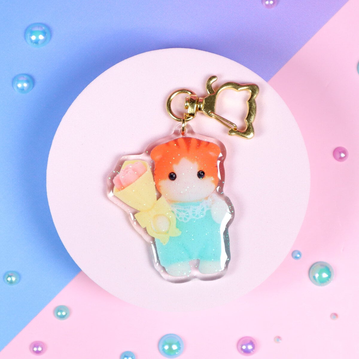 Glittrig bag charm - Scottish fold kitten