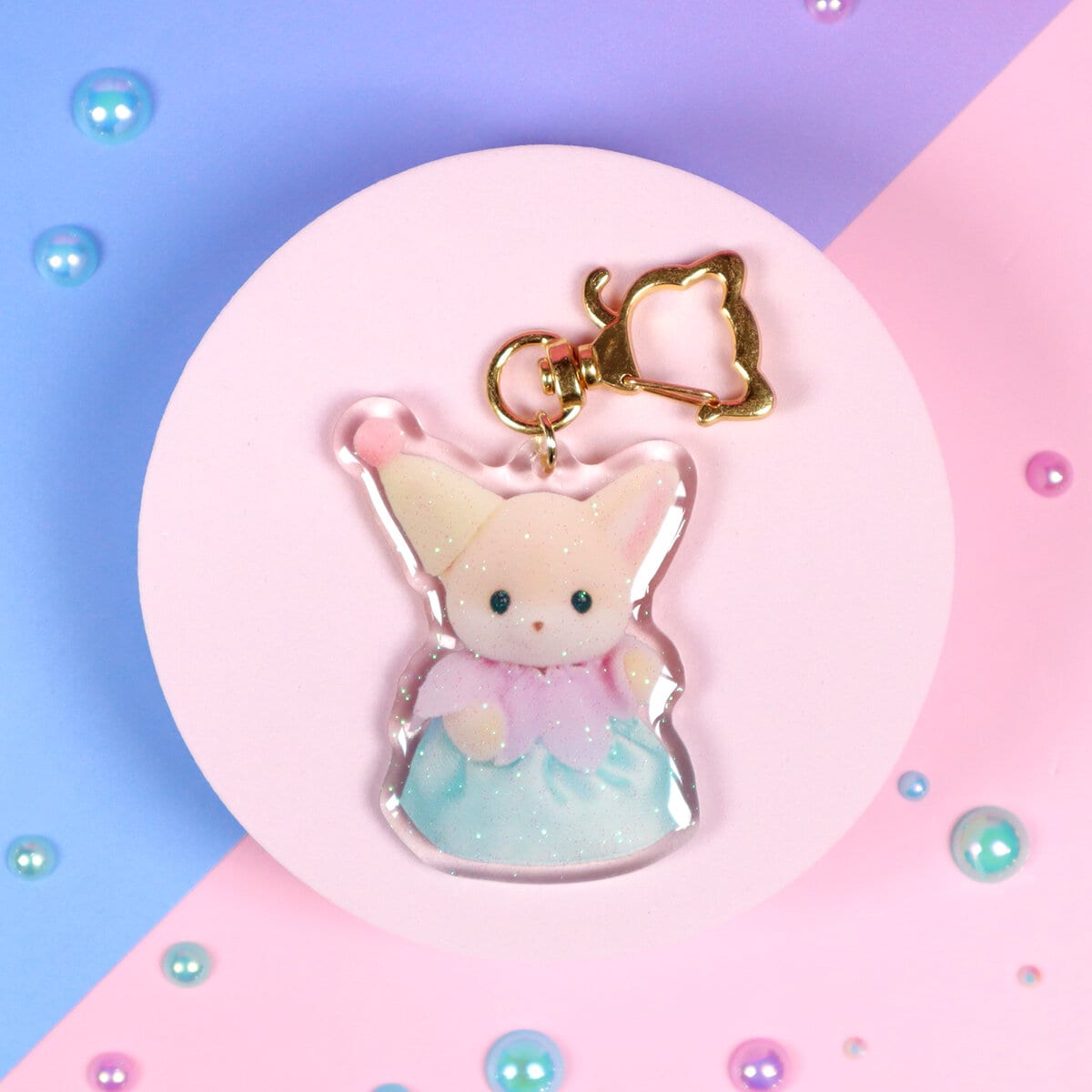 Glittrig bag charm - Fennec fox princess