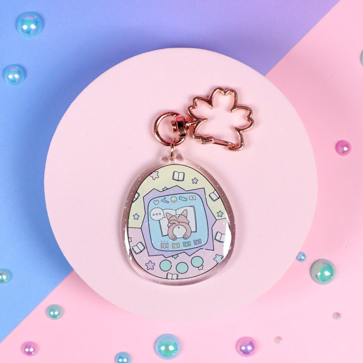 Glittrig bag charm - Digital pet dog