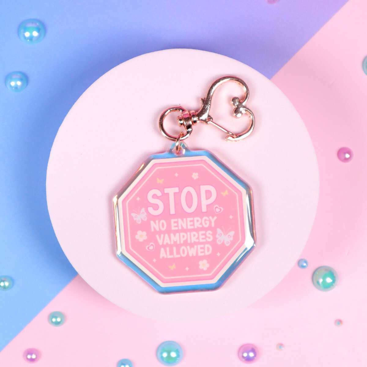 Glittrig bag charm - No energy vampires allowed