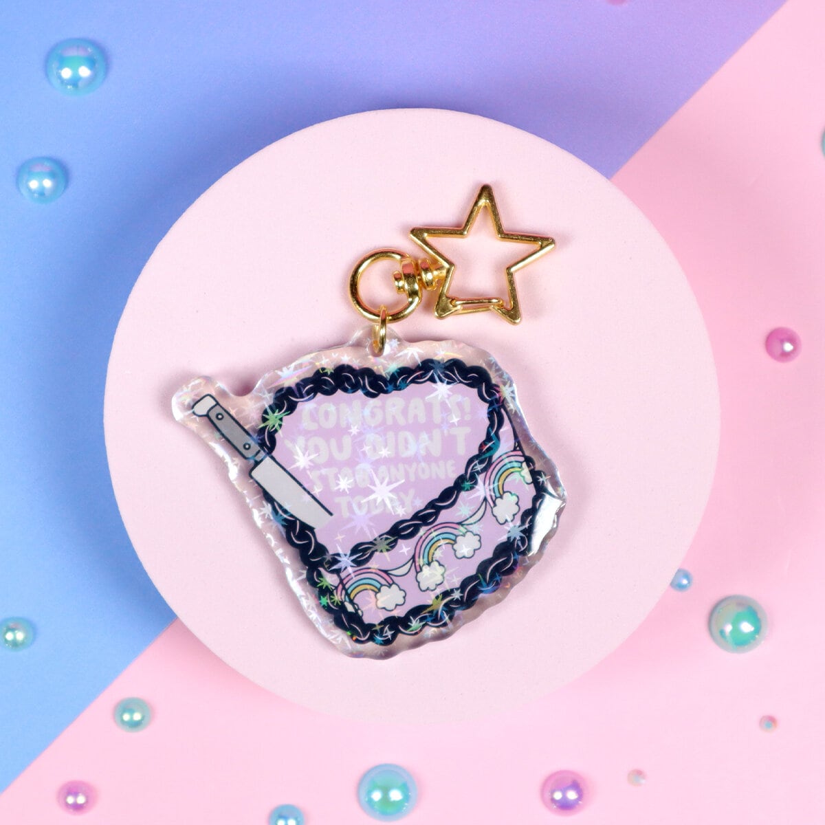 Glittrig bag charm - Congrats!