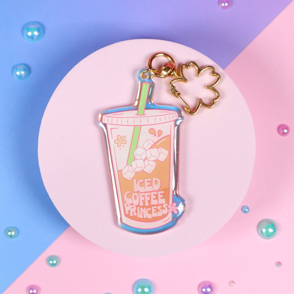Glittrig bag charm - Iced coffee princess
