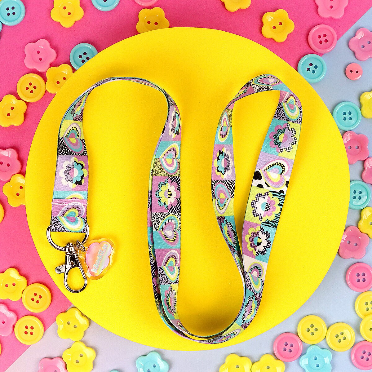 Nyckelband - 90s neon hearts
