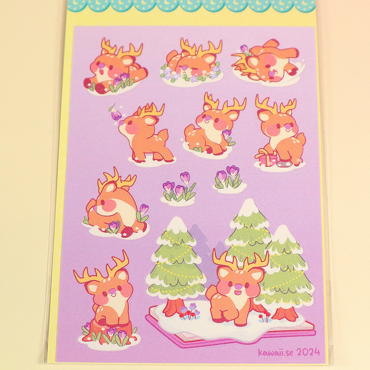 Stickersark A6 - Snowy deer