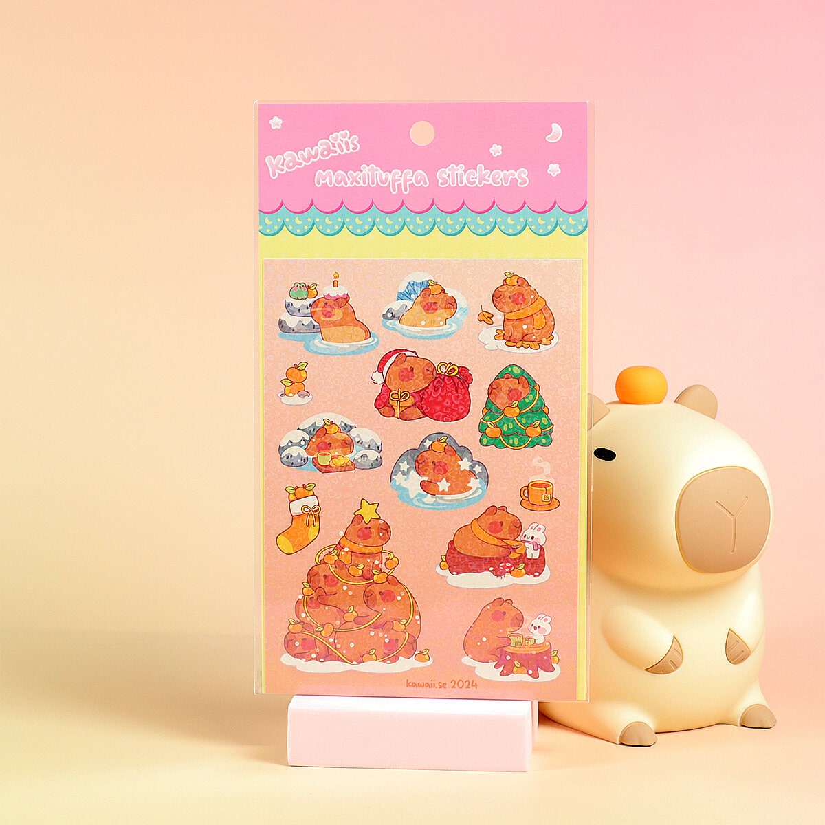 Stickersark A6 - X-mas capybara