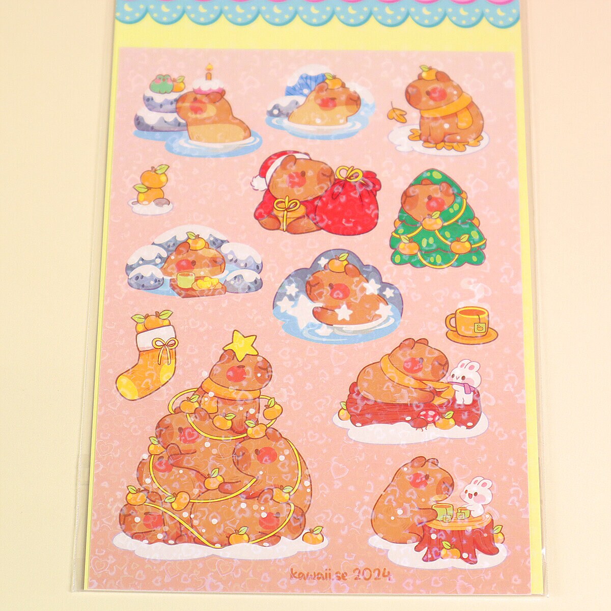 Stickersark A6 - X-mas capybara