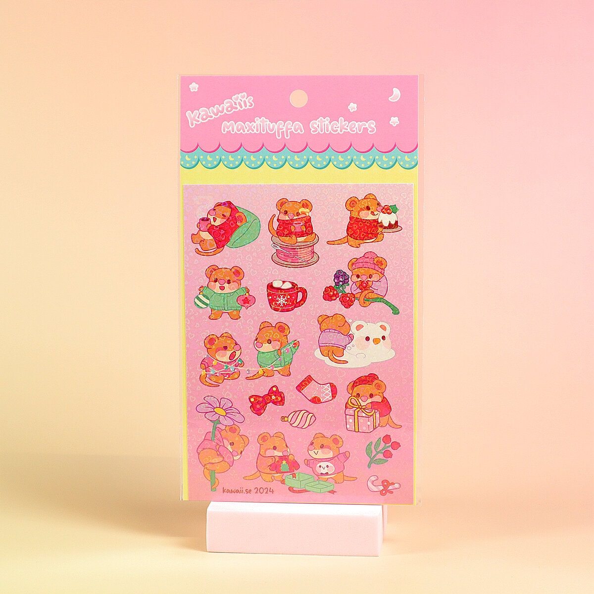 Stickersark A6 - Festive mice
