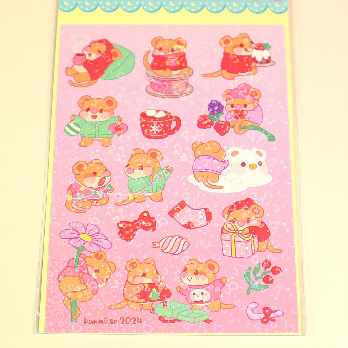 Stickersark A6 - Festive mice