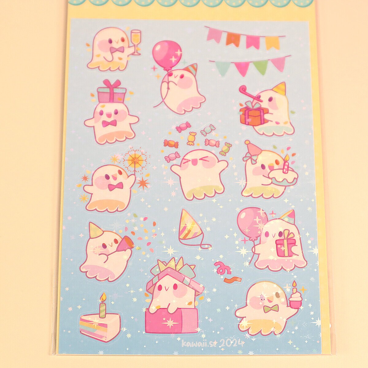 Stickersark A6 - Party ghost