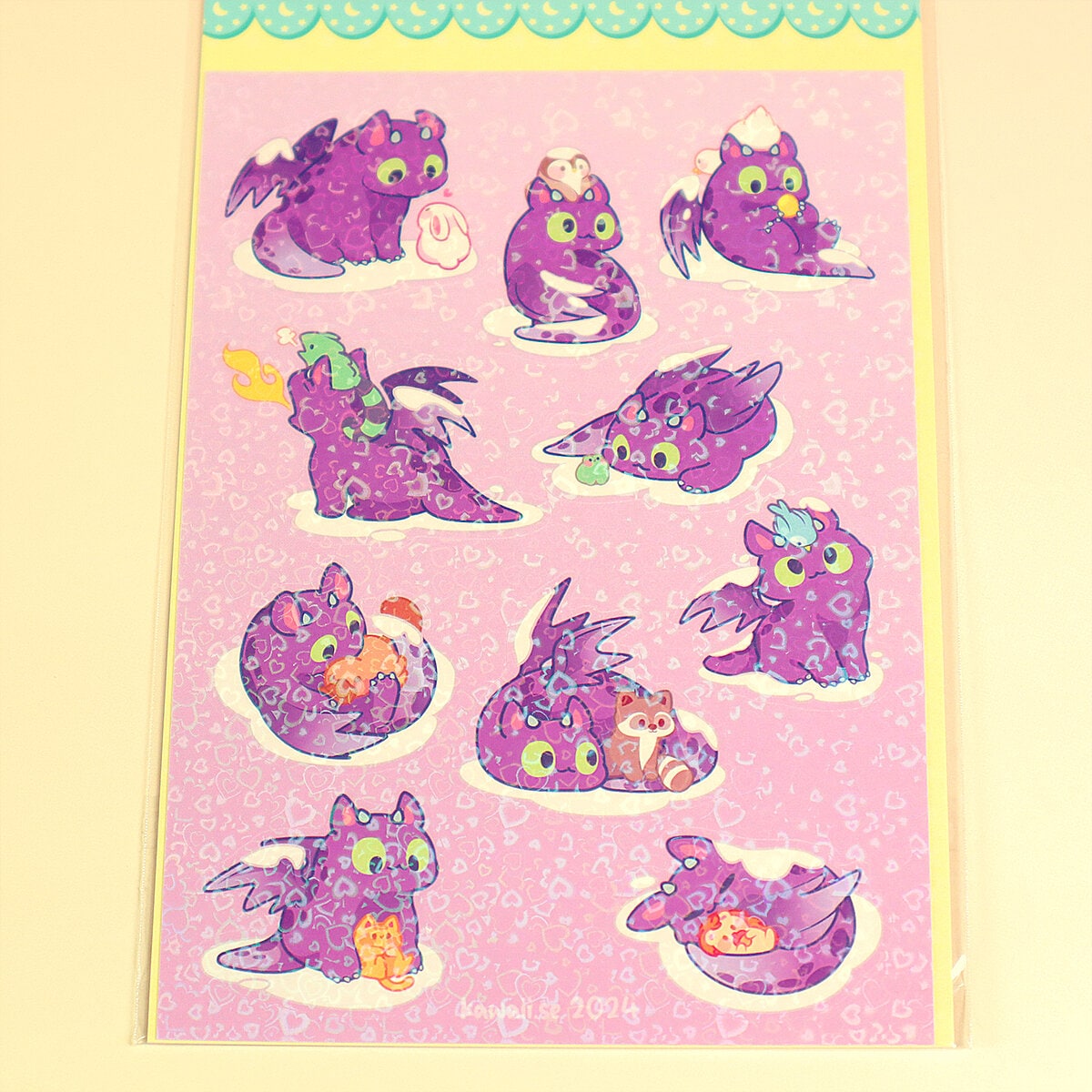 Stickersark A6 - Winter dragon