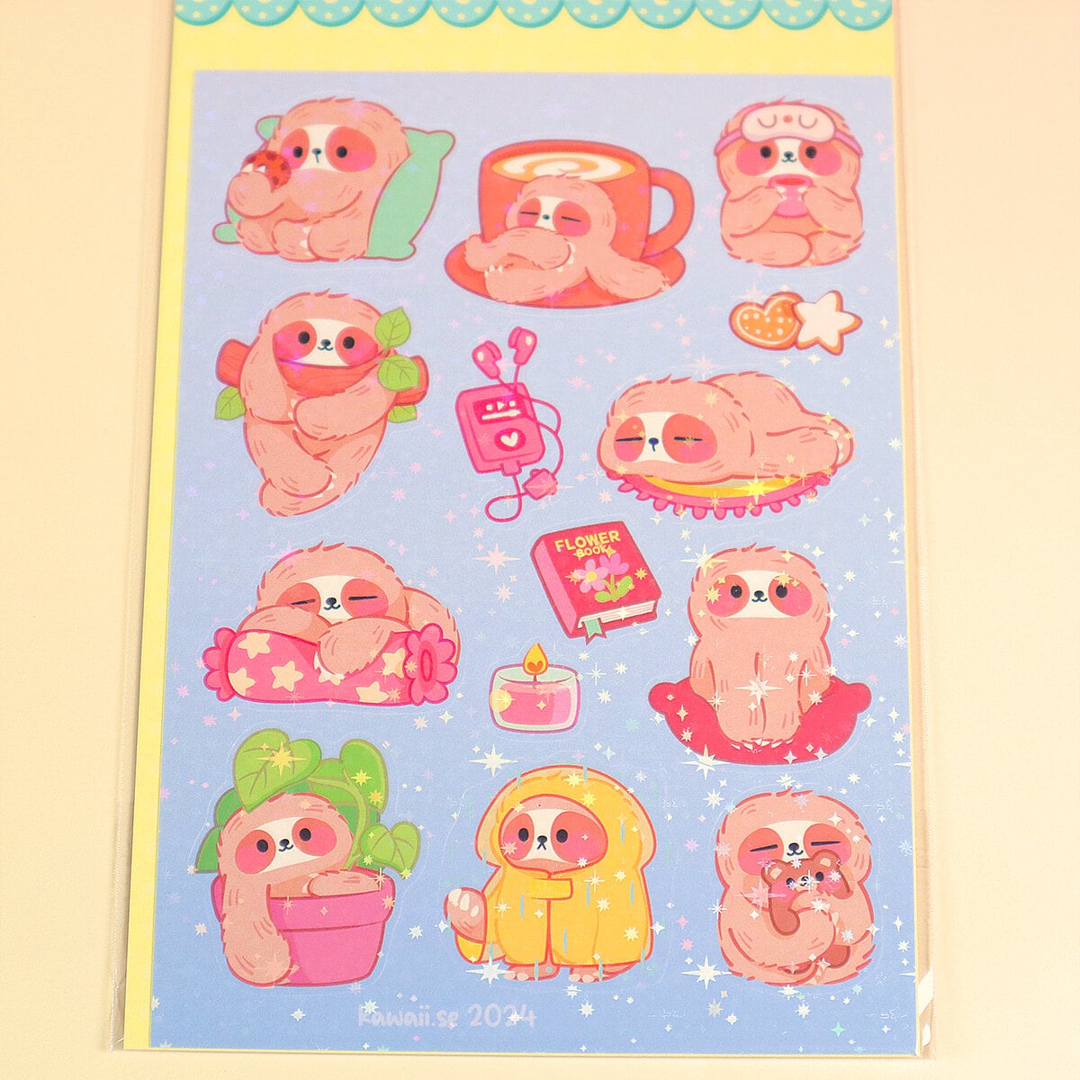 Stickersark A6 - Chillin sloth