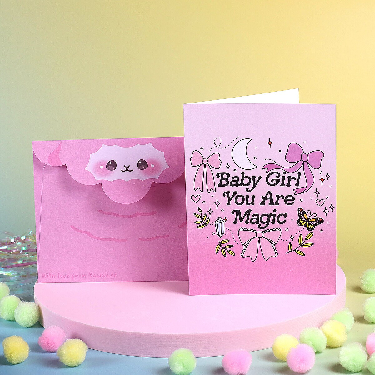 Kort med kuvert - Baby girl you are magic