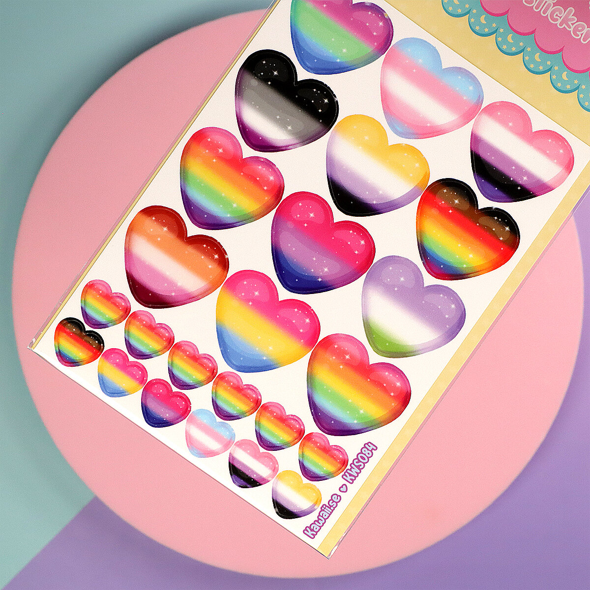 Stickersark A6 - Pride hearts