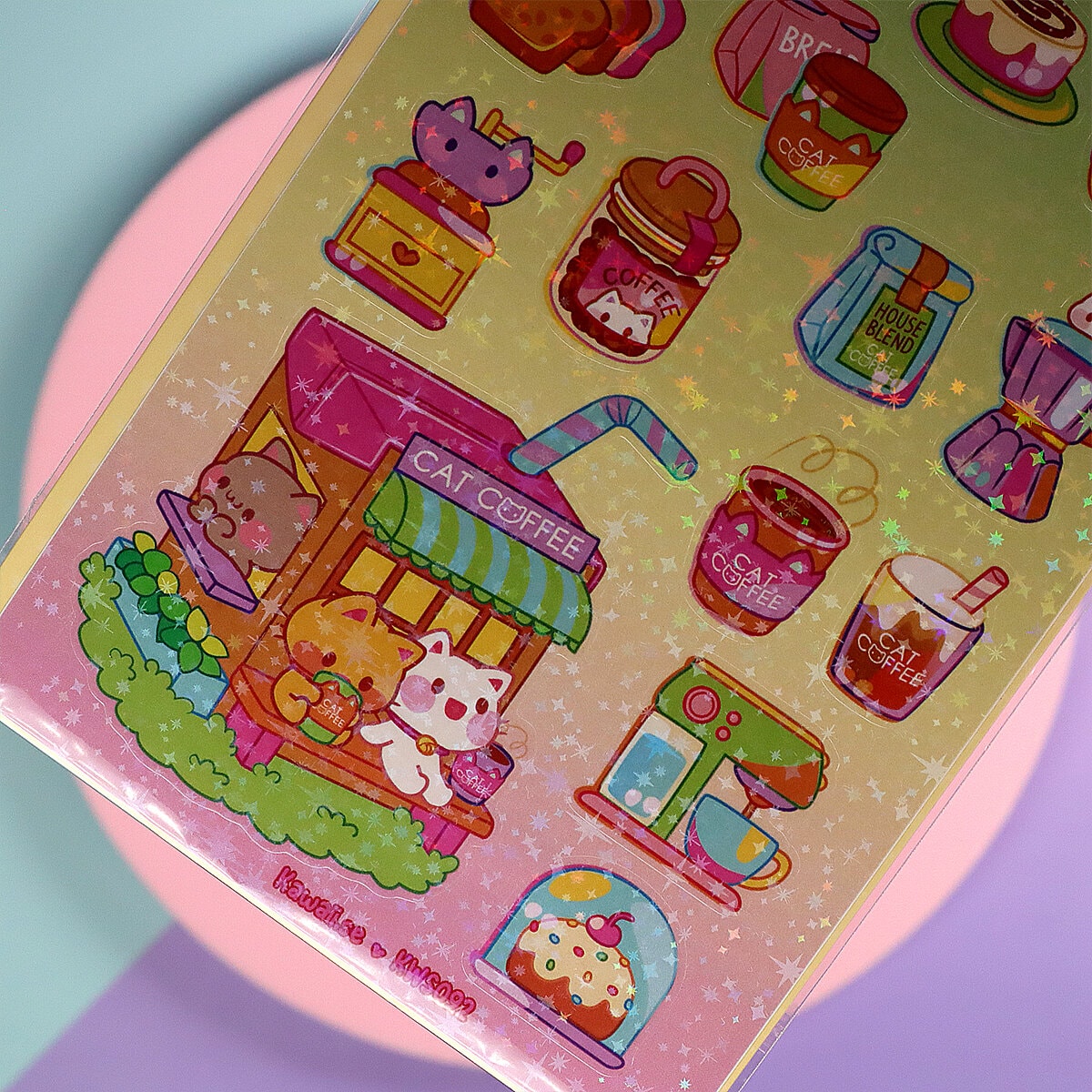 Stickersark A6 - Cat coffee