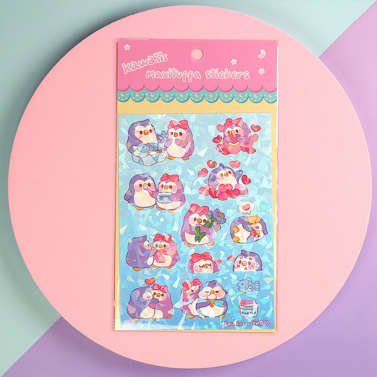 Stickersark A6 - Pinguins in love