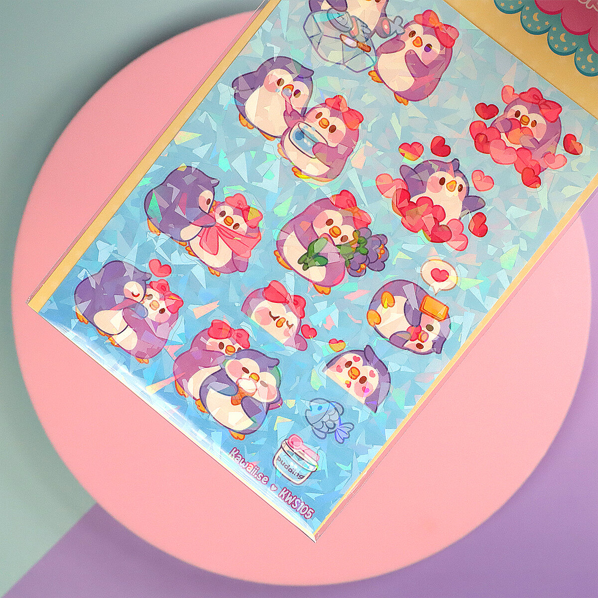 Stickersark A6 - Pinguins in love