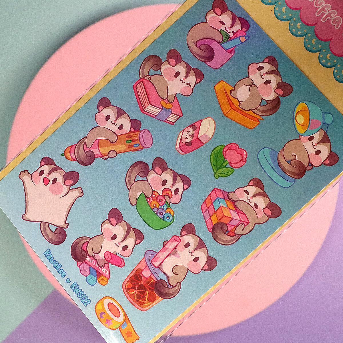 Stickersark A6 - Studying sugar glider