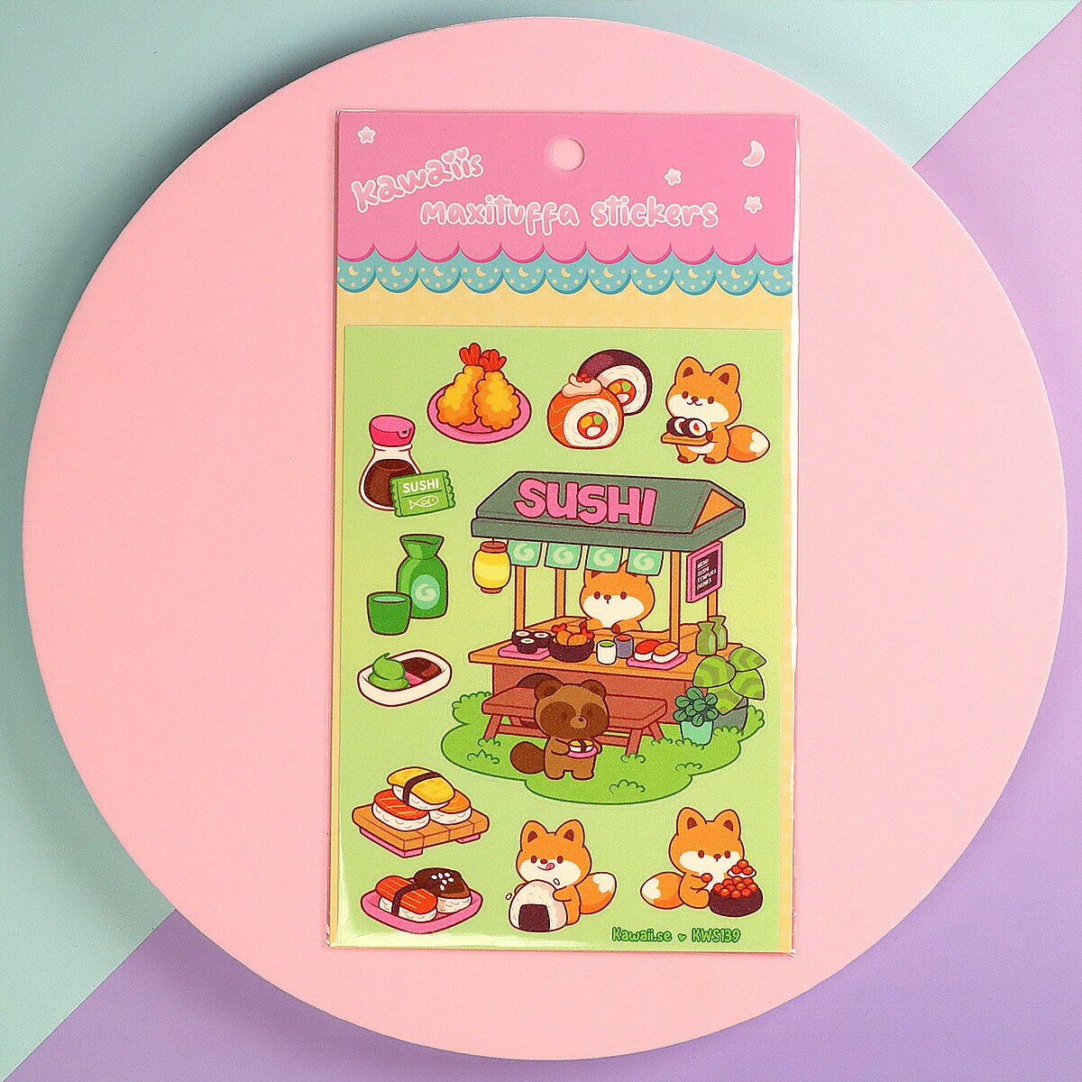 Stickersark A6 - Sushi fox