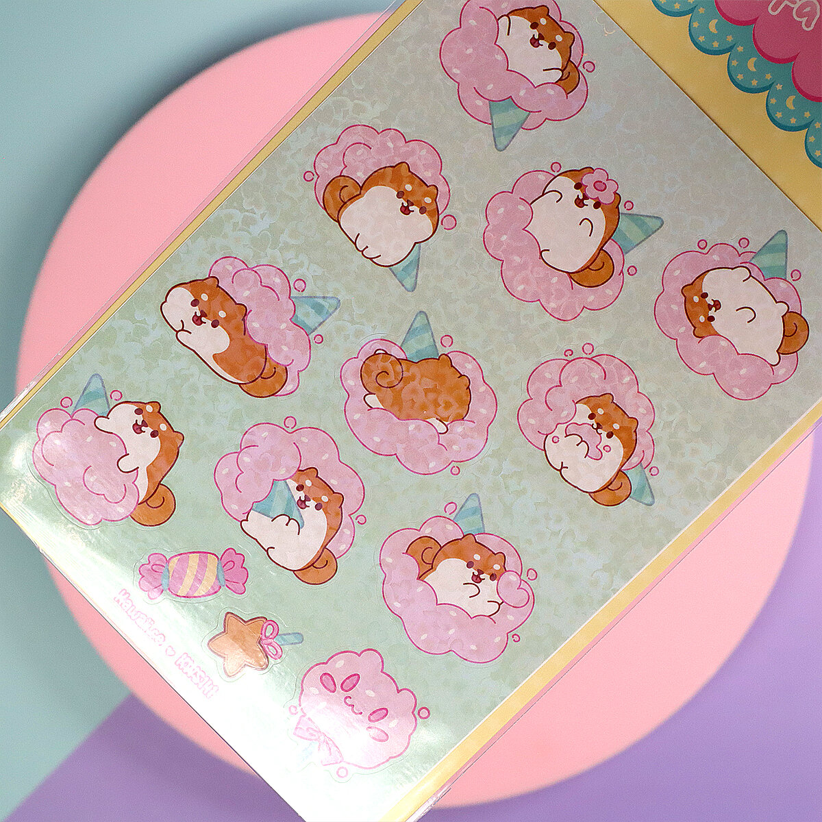 Stickersark A6 - Cotton candy shiba