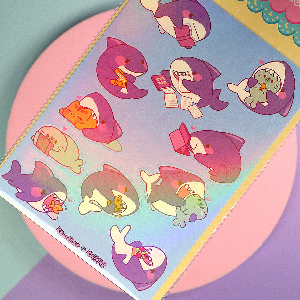 Stickersark A6 - Shark doing shark stuff