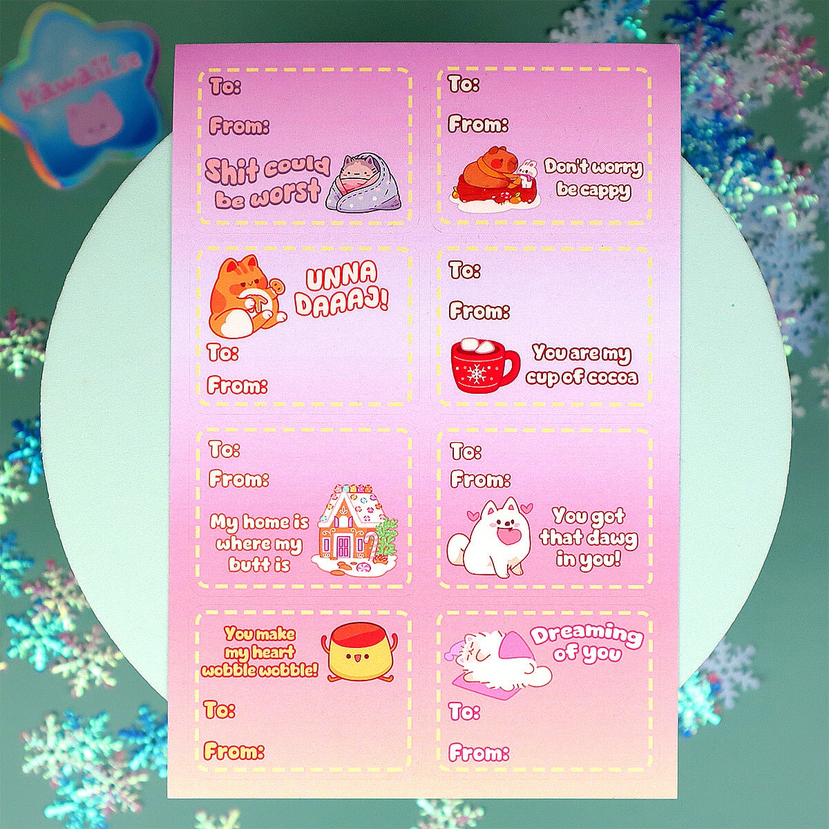 Stickersark A6 - Kawaiis egna juletiketter