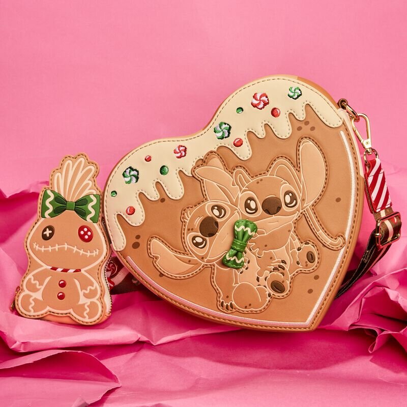 Loungefly Crossbody, Stitch & Angel Gingerbread heart