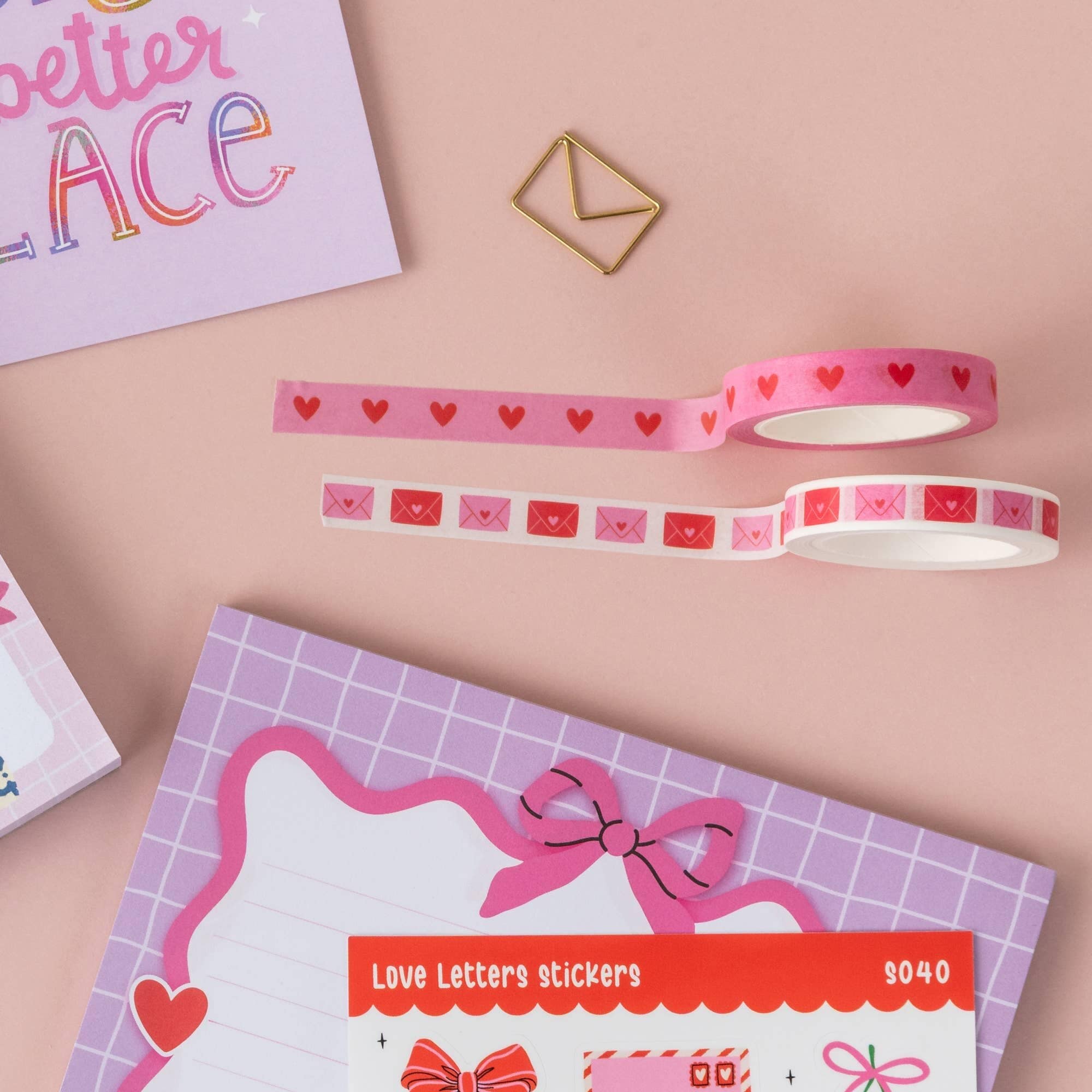 Envelopes And Hearts - 2 Slim Washi Tapes