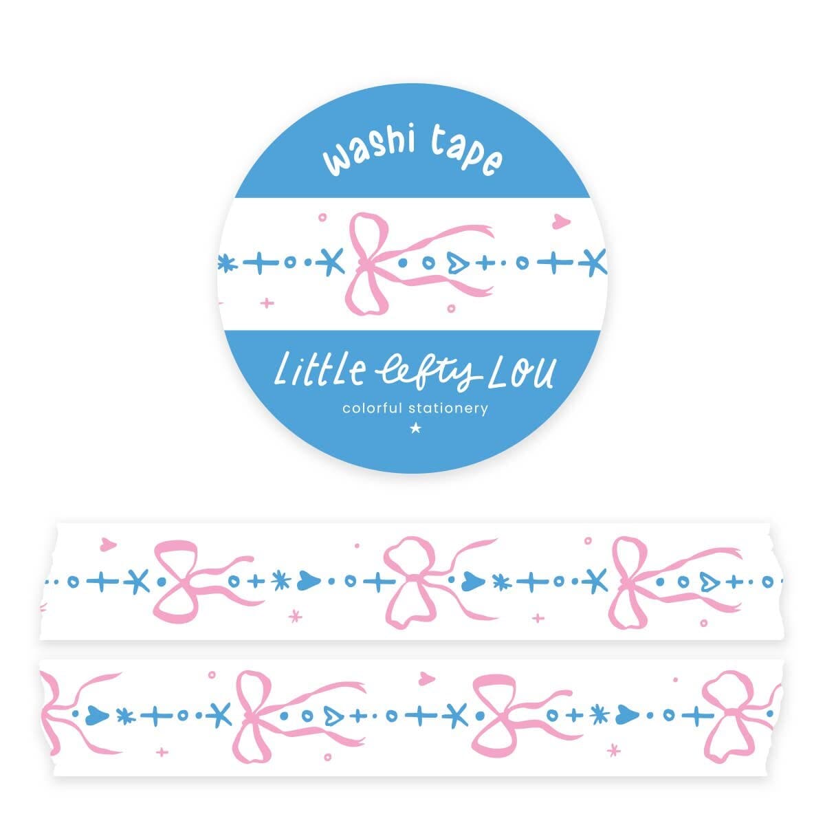 Bows Border Blue & Pink Washi Tape
