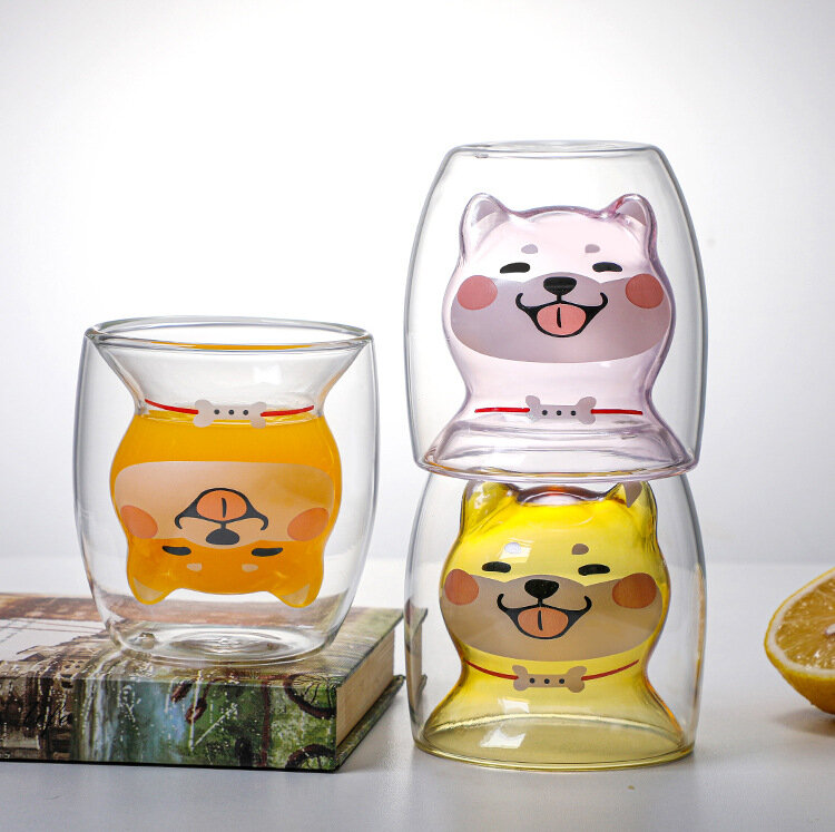 Happy Shiba double layer glass