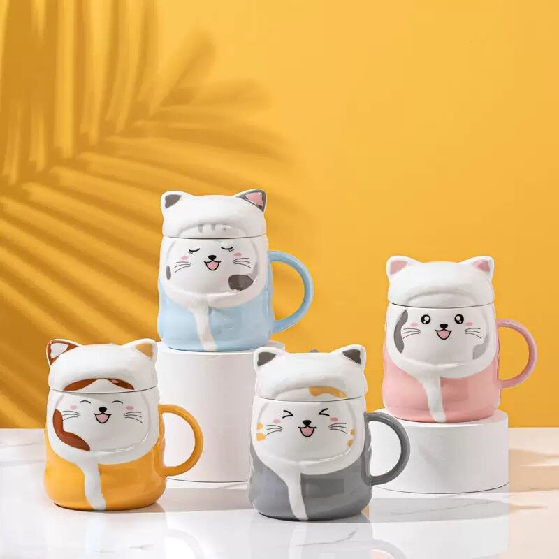 Cosy Cat-mugg med lock