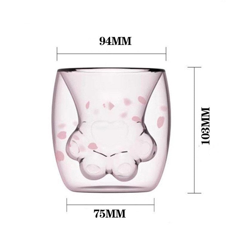 Sakura paw double layer glass