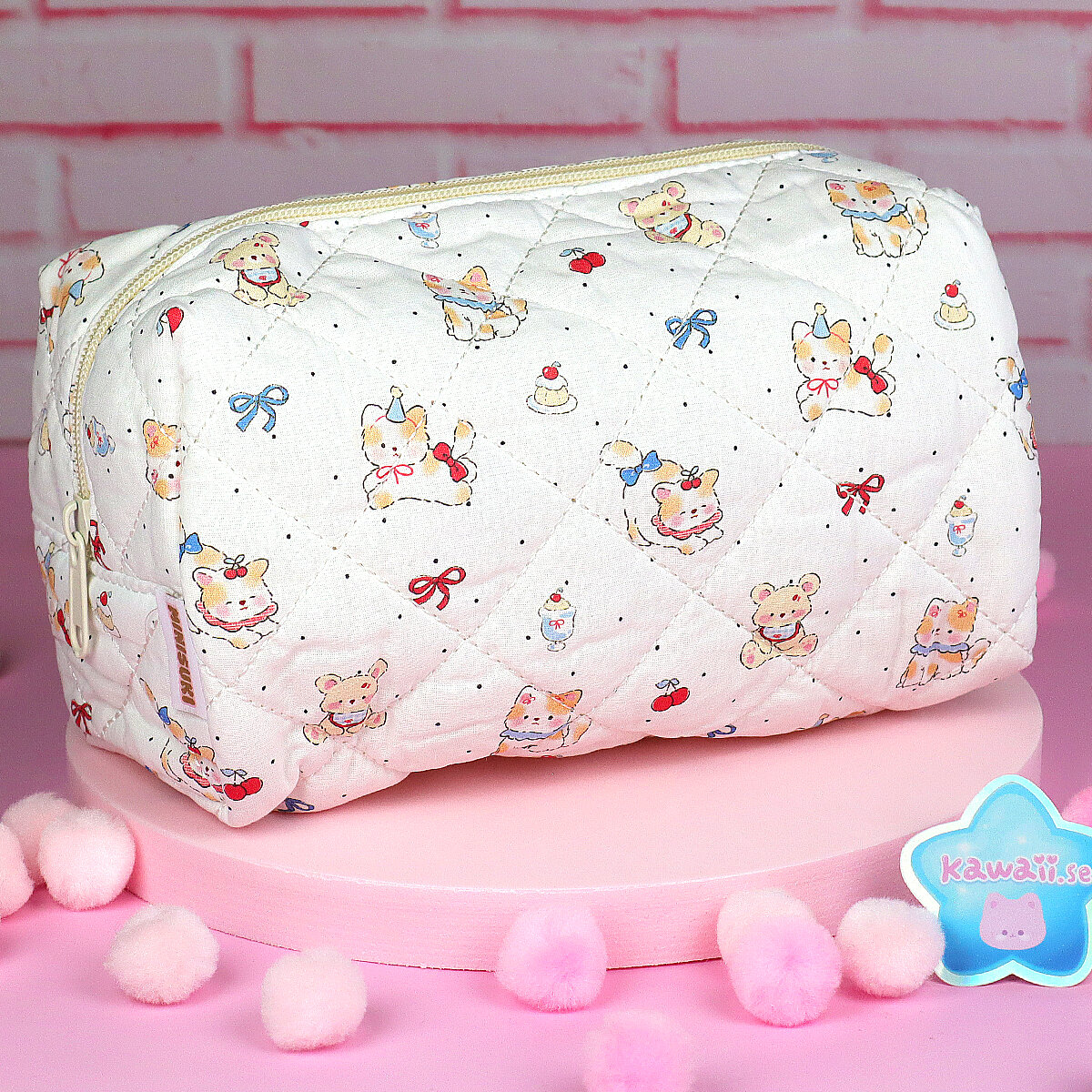 Necessär - Quilted Party Cats & Bears