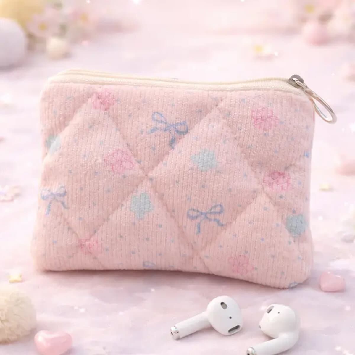 Myntbörs - Quilted Flowers & Bows