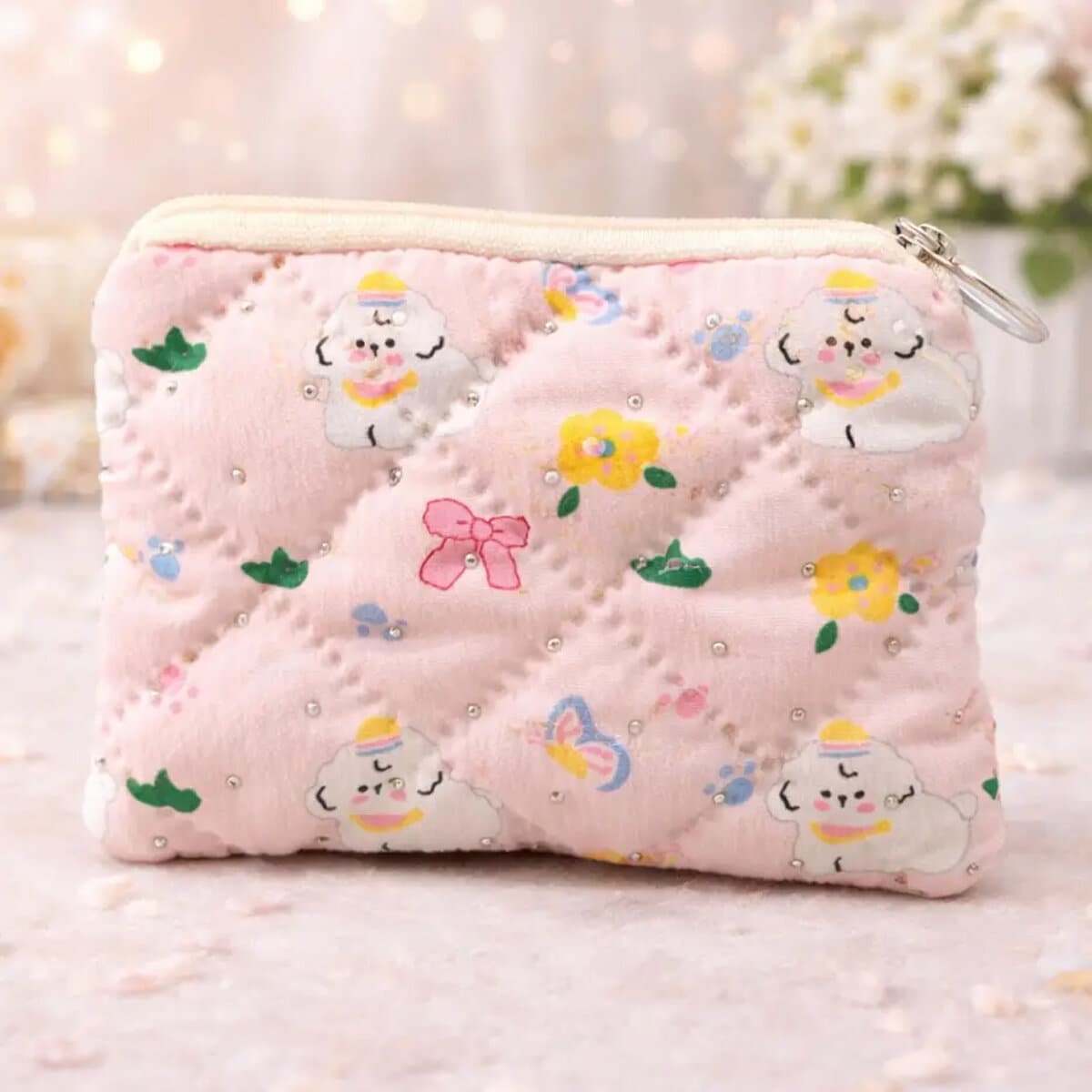 Myntbörs - Quilted Puppy Purse Rosa