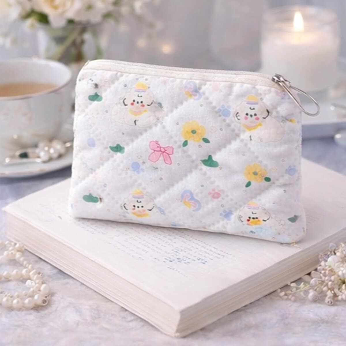 Myntbörs - Quilted Puppy Purse Vit