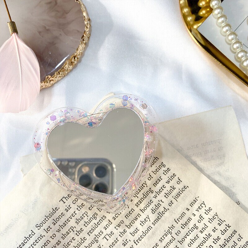 Popsocket med spegel - Glittrigt Hjärta