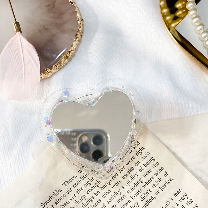 Popsocket med spegel - Glittrigt Hjärta